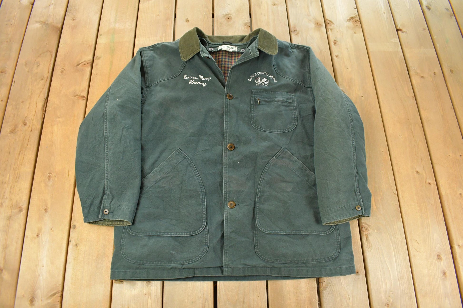Vintage 1990s L.L. Bean Plaid Lined Barn Chore Jacket Men's XL