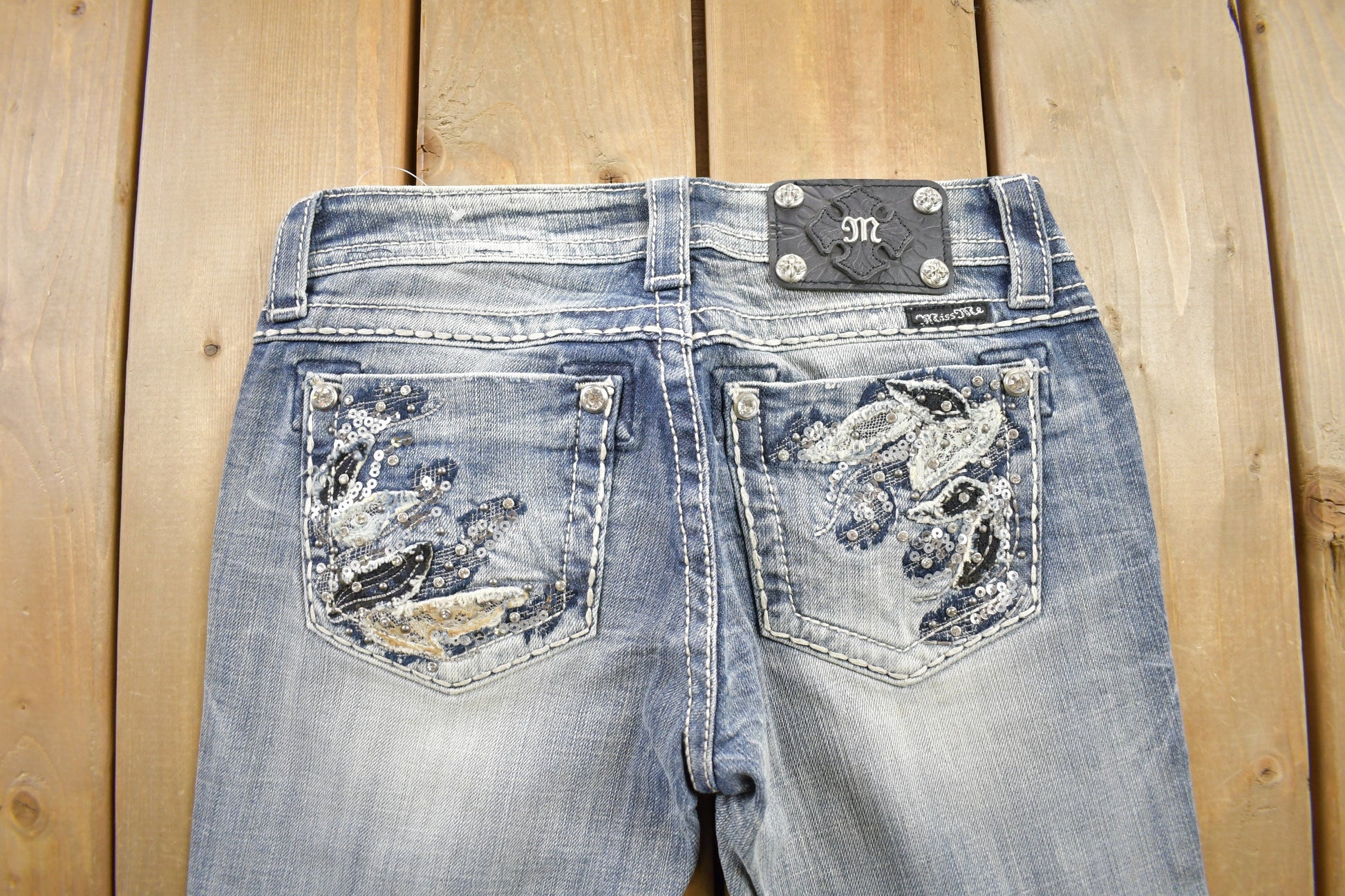 Vintage Y2K Miss Me Bedazzled Low Rise Jeans Size 26x32
