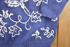 Vintage 1990s Eddie Bauer Floral Knit Crewneck Sweater  90s Crewneck  Preppy