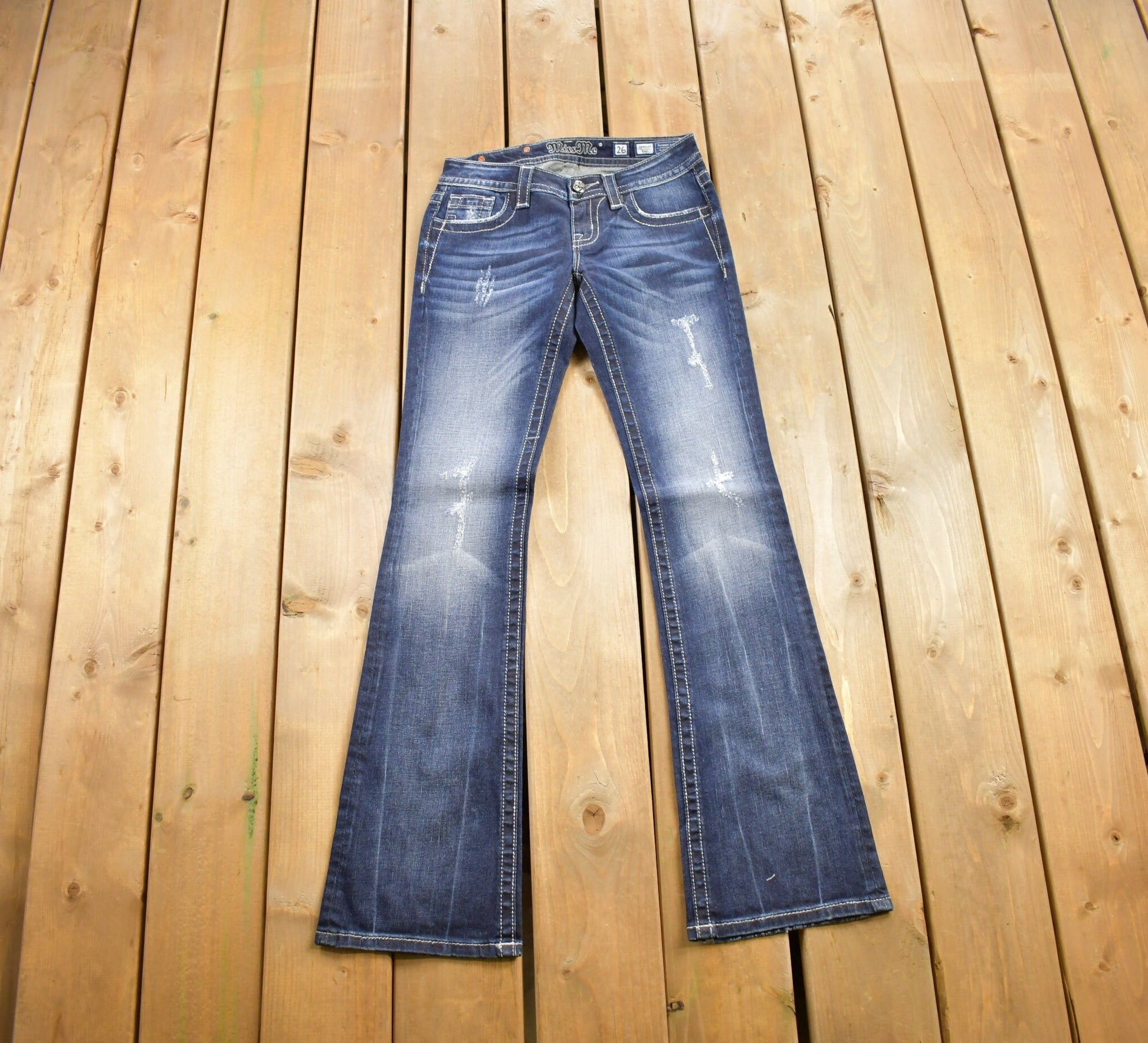 Vintage Y2K Miss Me Bedazzled Low Rise Jeans Size 26x33