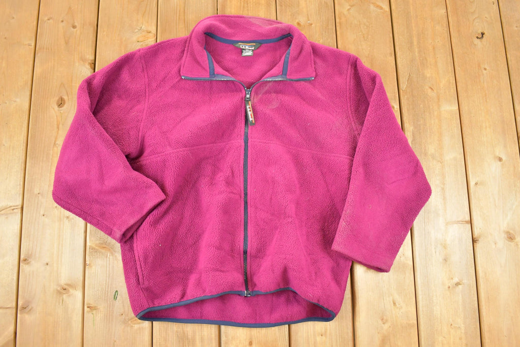 Vintage 1990s LL Bean Fleece Outdoorsman Sweater Women's L / 90s Winter Sweatshirt / Fleece Hiking Zip up