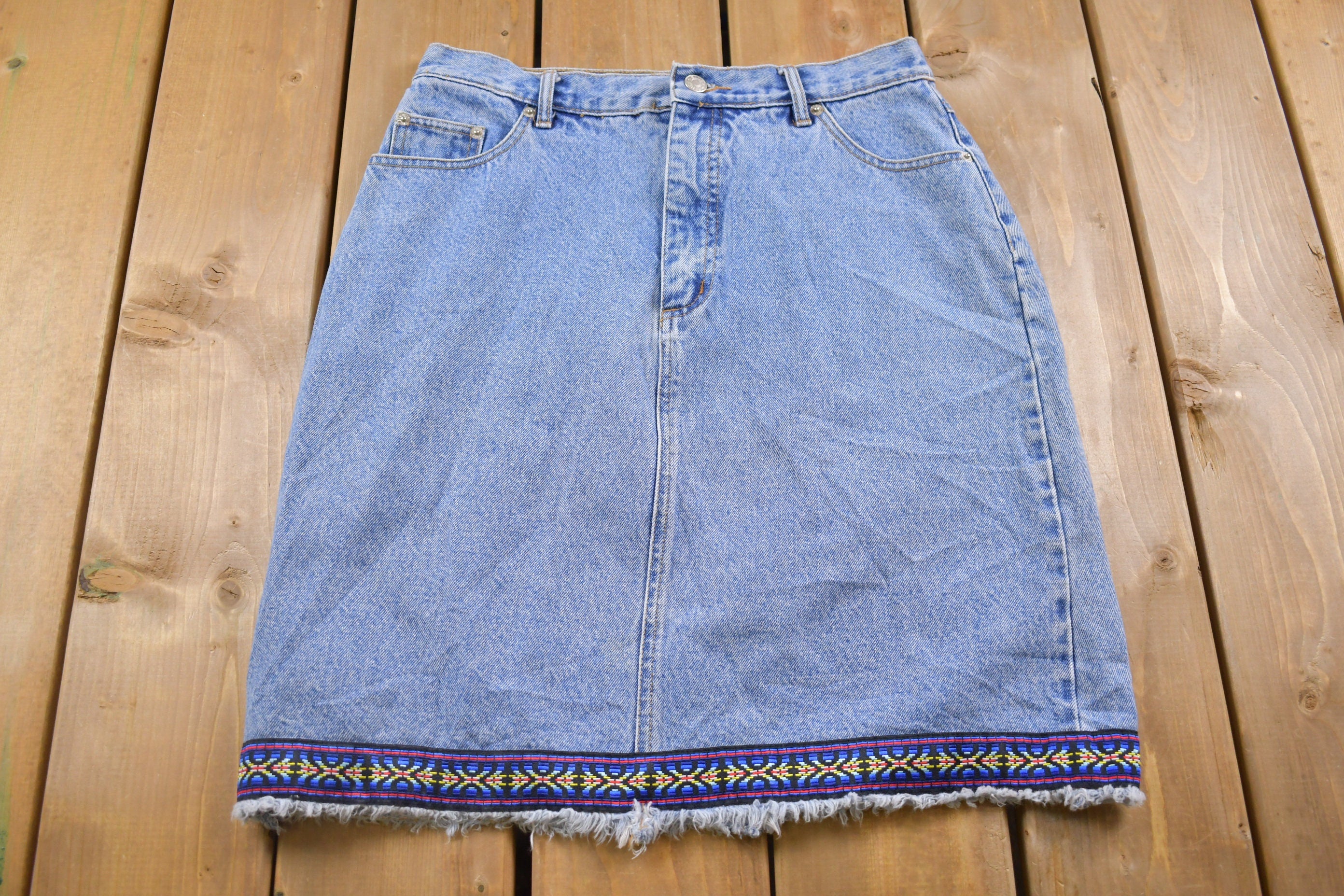 Vintage 1990's Adriana Sport Jean Skirt 30 Inch Waist 21 Inches Long