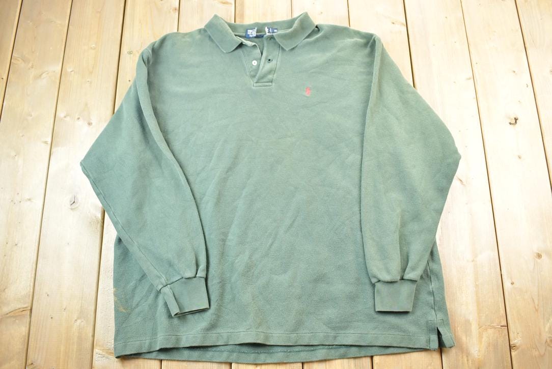 Vintage 1990s Polo By Ralph Lauren Green Quarter Button Up Shirt