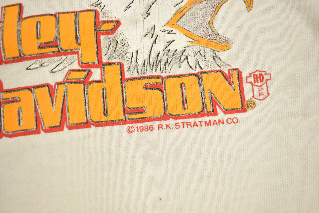 Vintage 1986 Harley Davidson Of Lima Ohio Henley Button T-Shirt