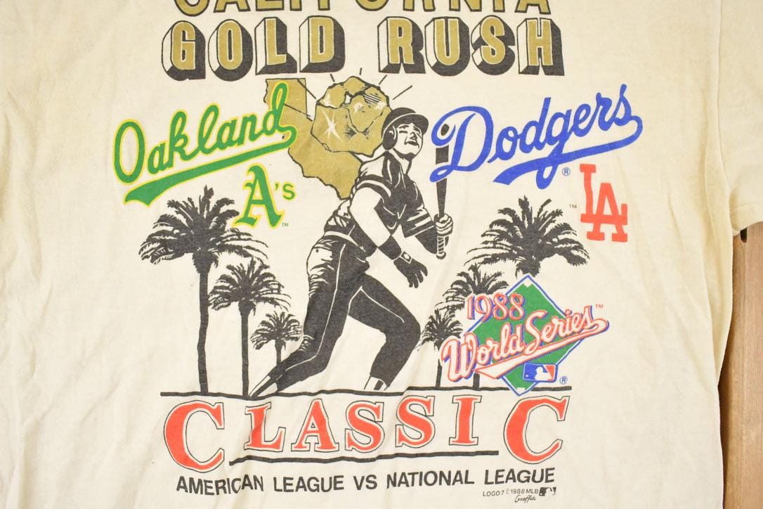 Vintage 1988 California Gold Rush Oakland A's LA Dodgers Souvenir T-Shirt Men's M
