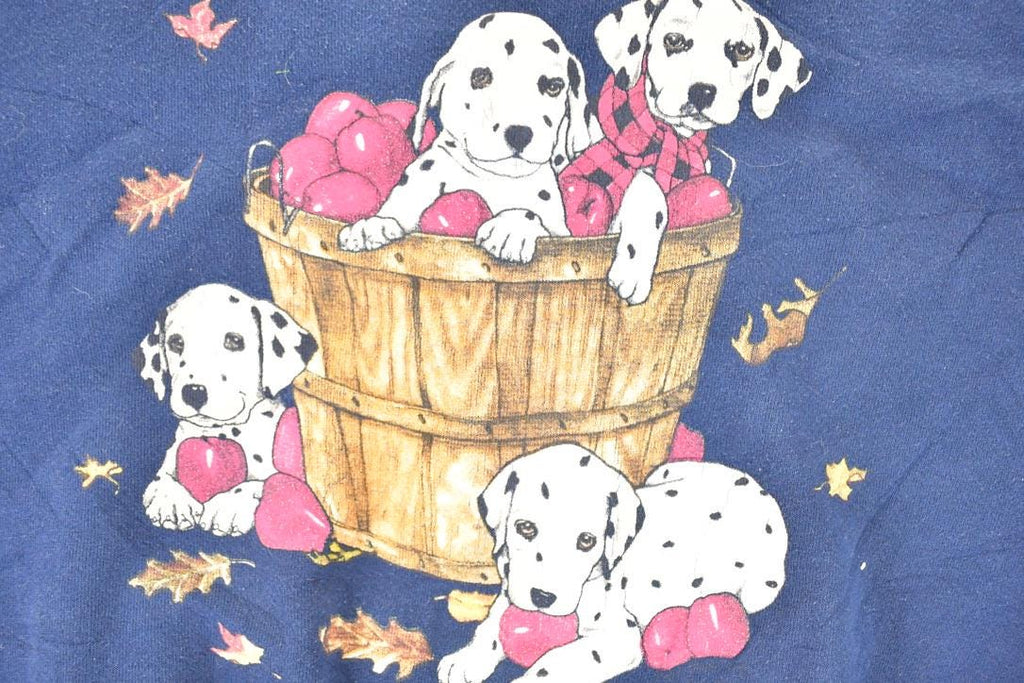 Vintage 1990s Dalmatian Apple Baskets Picnic Turtleneck Sweatshirt Women's XXXL