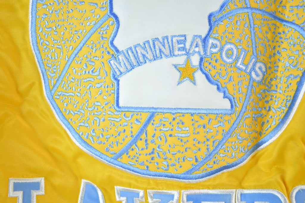 Vintage 1990s Deadstock NBA Hardwood Classics MPLS Minneapolis Lakers Satin Button Up Windbreaker Basketball Jacket