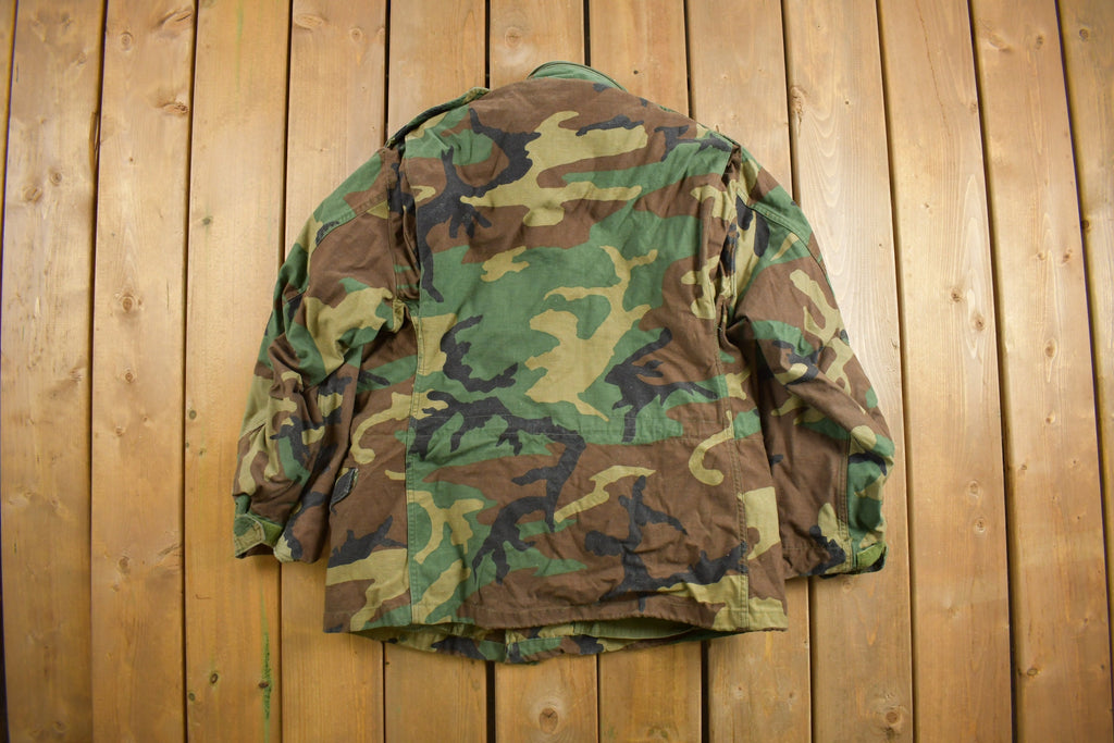 Vintage 1990s Army Woodland Camo Military Field Jacket