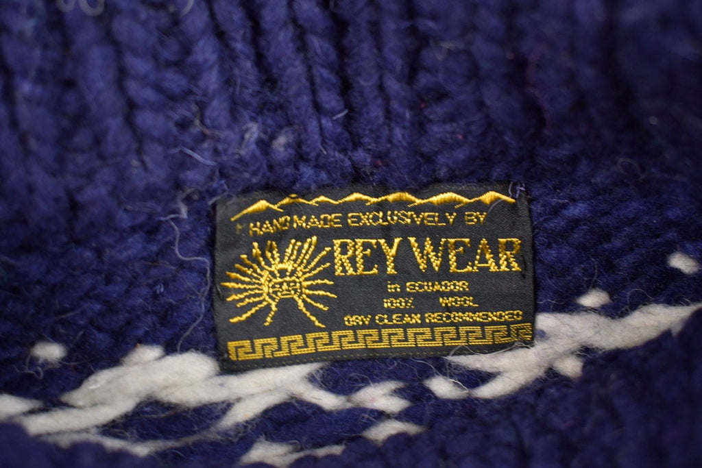 Vintage 1990s Rey Wear 100% Wool Handmade Knit Sweater