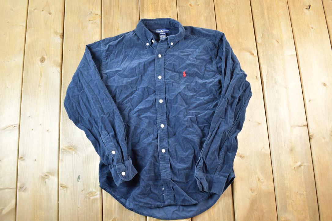Vintage 90s Ralph Lauren Corduroy Button-Up Shirt (Youth L)