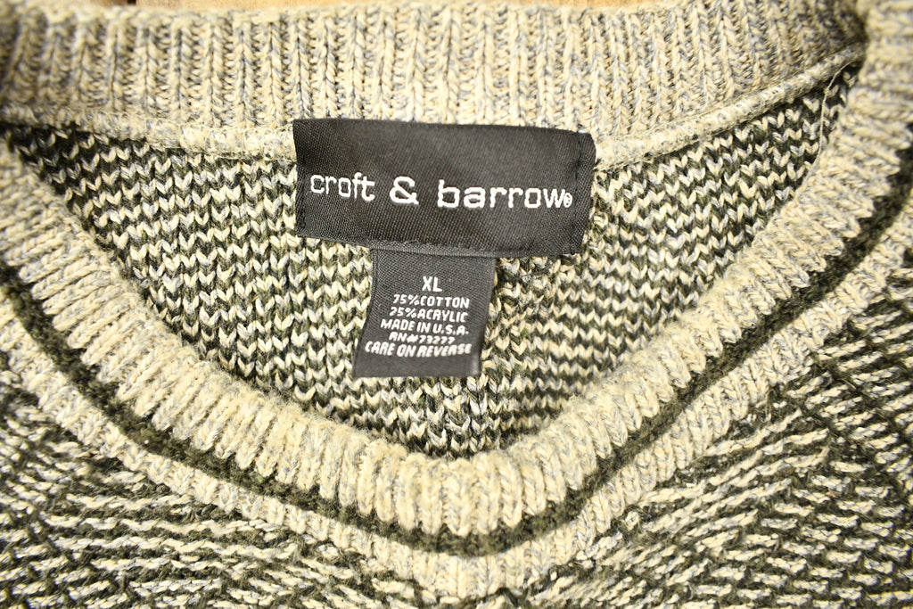 Vintage 1990s Croft & Barrow Knitted Crewneck Sweater / Vintage 90s Crewneck / All Over Pattern / Made In USA / Abstract Pattern
