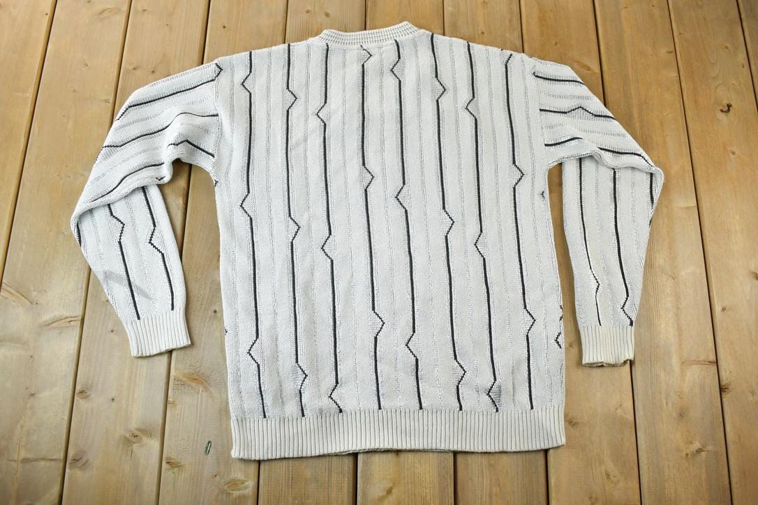 Vintage 1990s Peletti Knit Abstract Pattern Crewneck Sweater