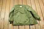 Vintage Military Hunter Green Button Up Bomber Wool Lined Army Jacket