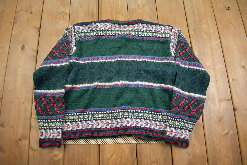 Vintage 1990s Christopher & Banks Pattern Knit Cardigan Sweater