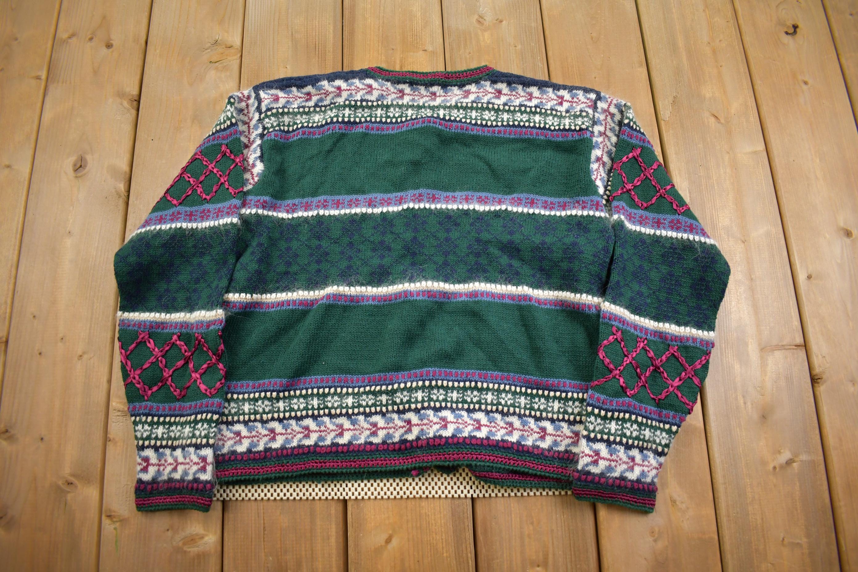 Vintage 1990s Christopher & Banks Pattern Knit Cardigan Sweater