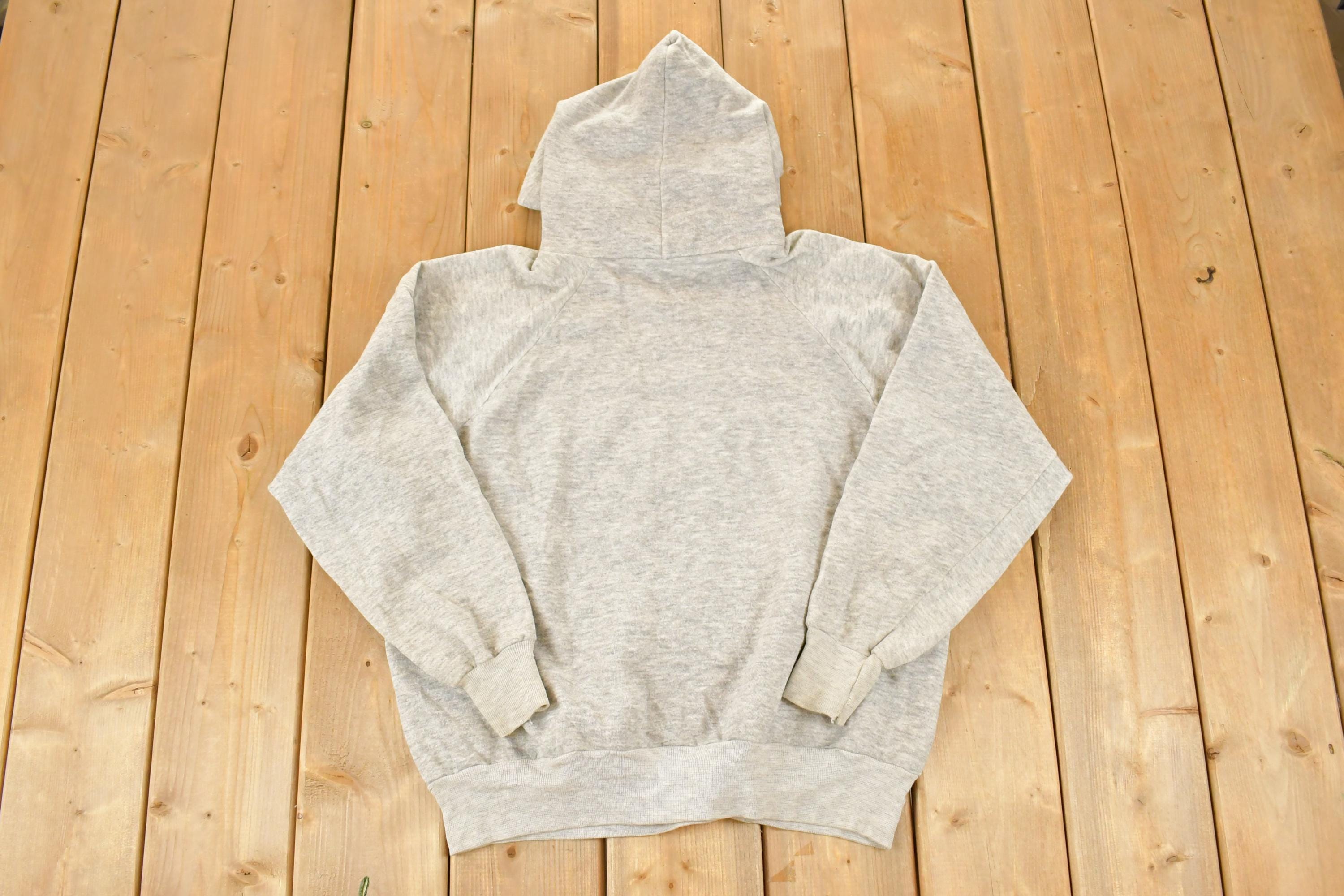 Vintage 1980's Blank Heather Gray Hoodie Sweatshirt Men's M