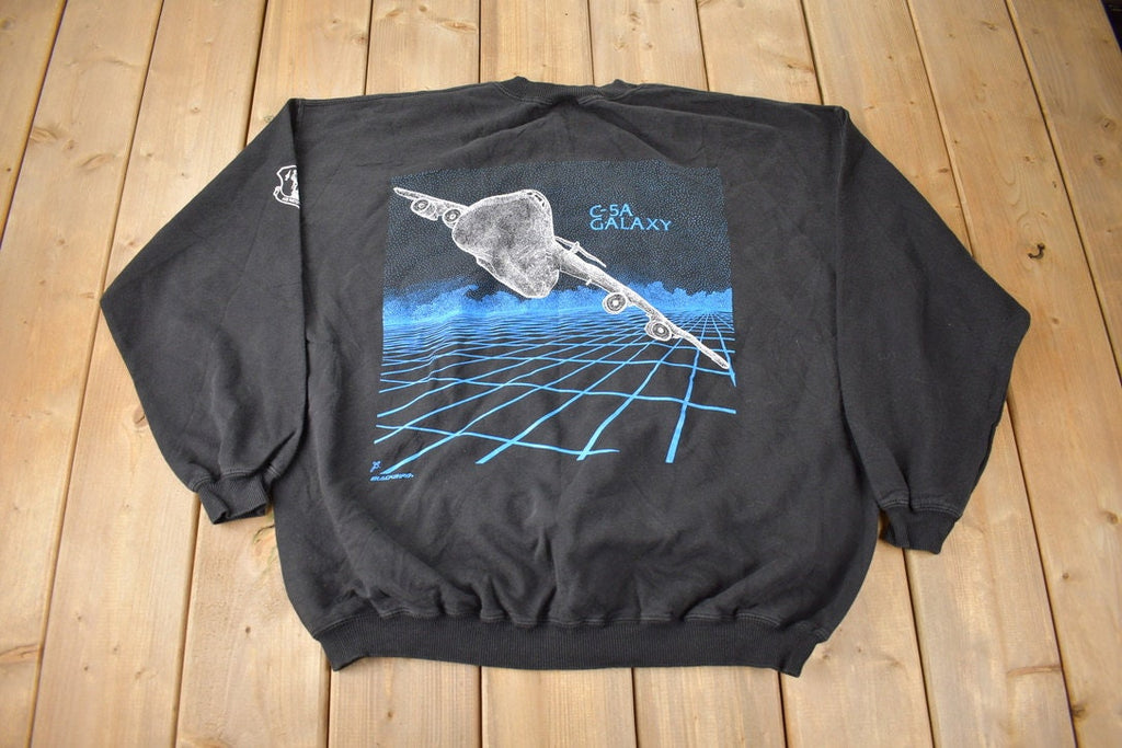 Vintage 1990s C-5A Galaxy Air National Guard Graphic Crewneck Sweatshirt Size XL