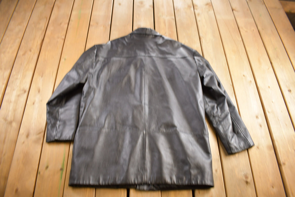 Vintage 1990s Brouge Men Leather Jacket