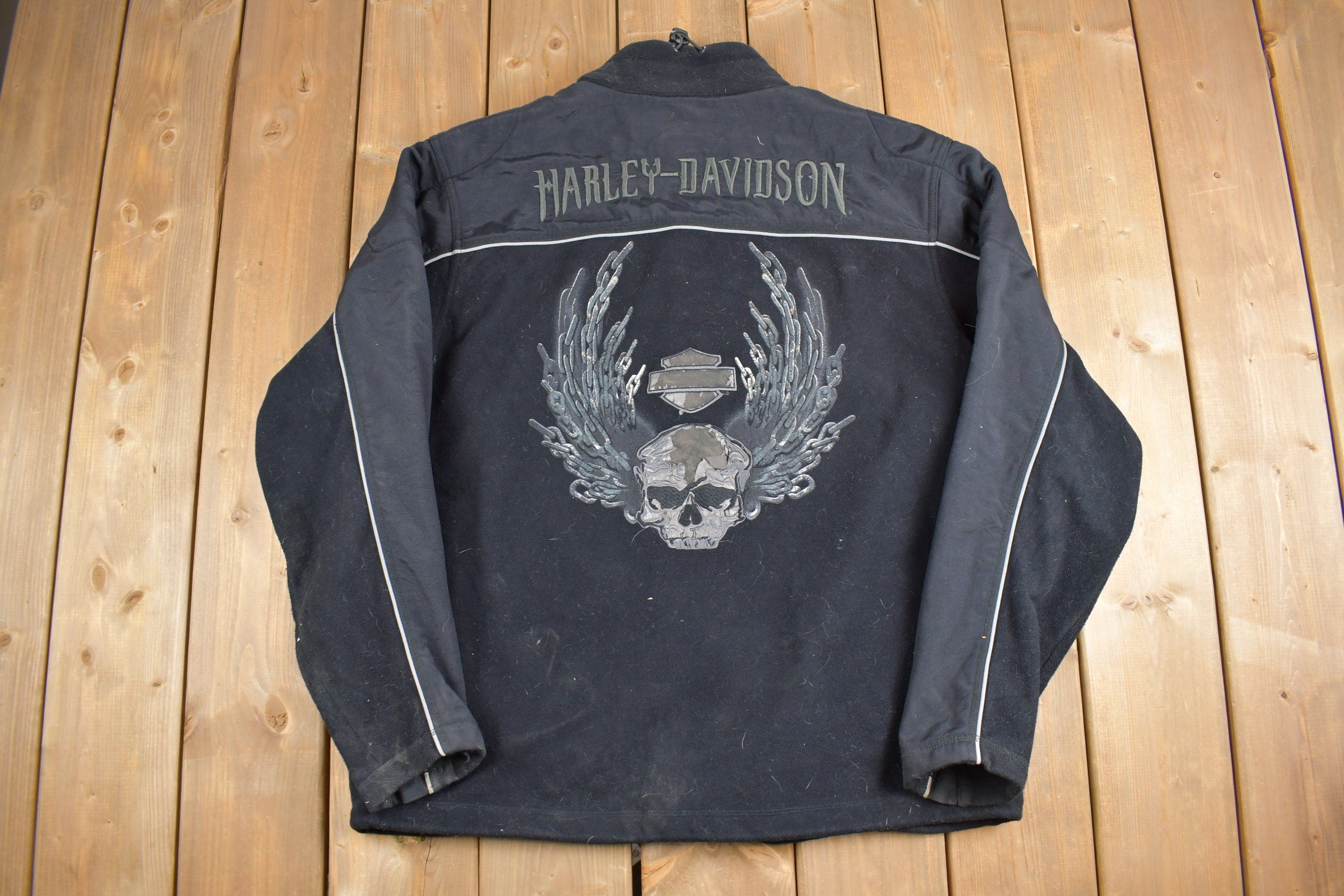 Vintage 1990s Harley Davidson Fleece Zip Up Sweater
