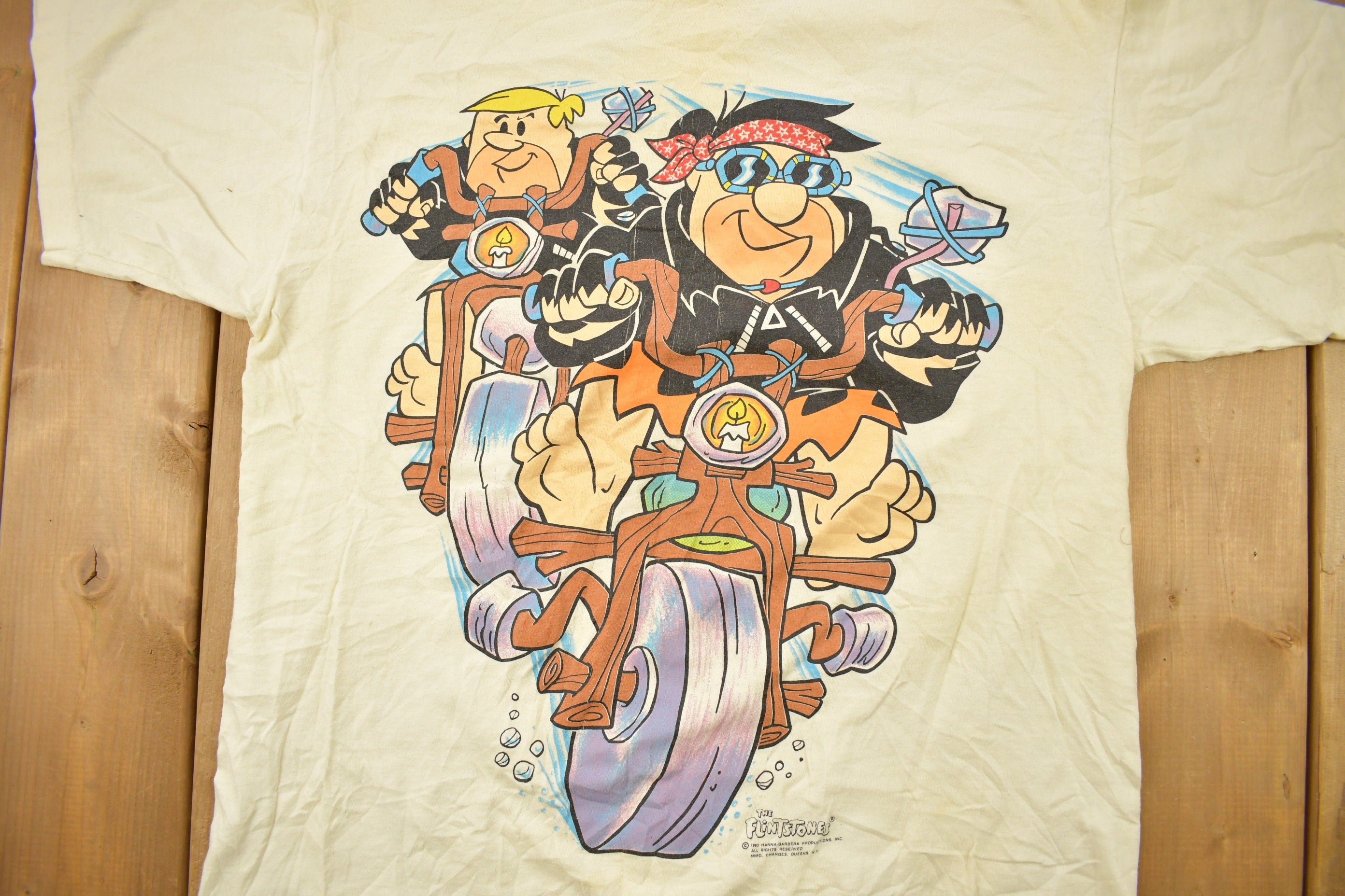 Vintage 1994 The Flintstones Fred Flintstones Double Sided Cartoon Promo T-Shirt