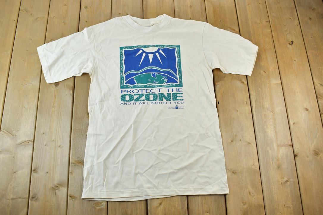 Vintage 1990s Protect The Ozone Souvenir Single Stitch Graphic Print T-Shirt