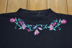 Vintage 1990s Ginger Tree Floral Knit Crewneck Sweater