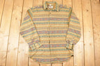 Vintage 1990s The Territory Ahead Aztec Striped Button Up Shirt Men's L  Boho Button Up  90s Hippie Shirt