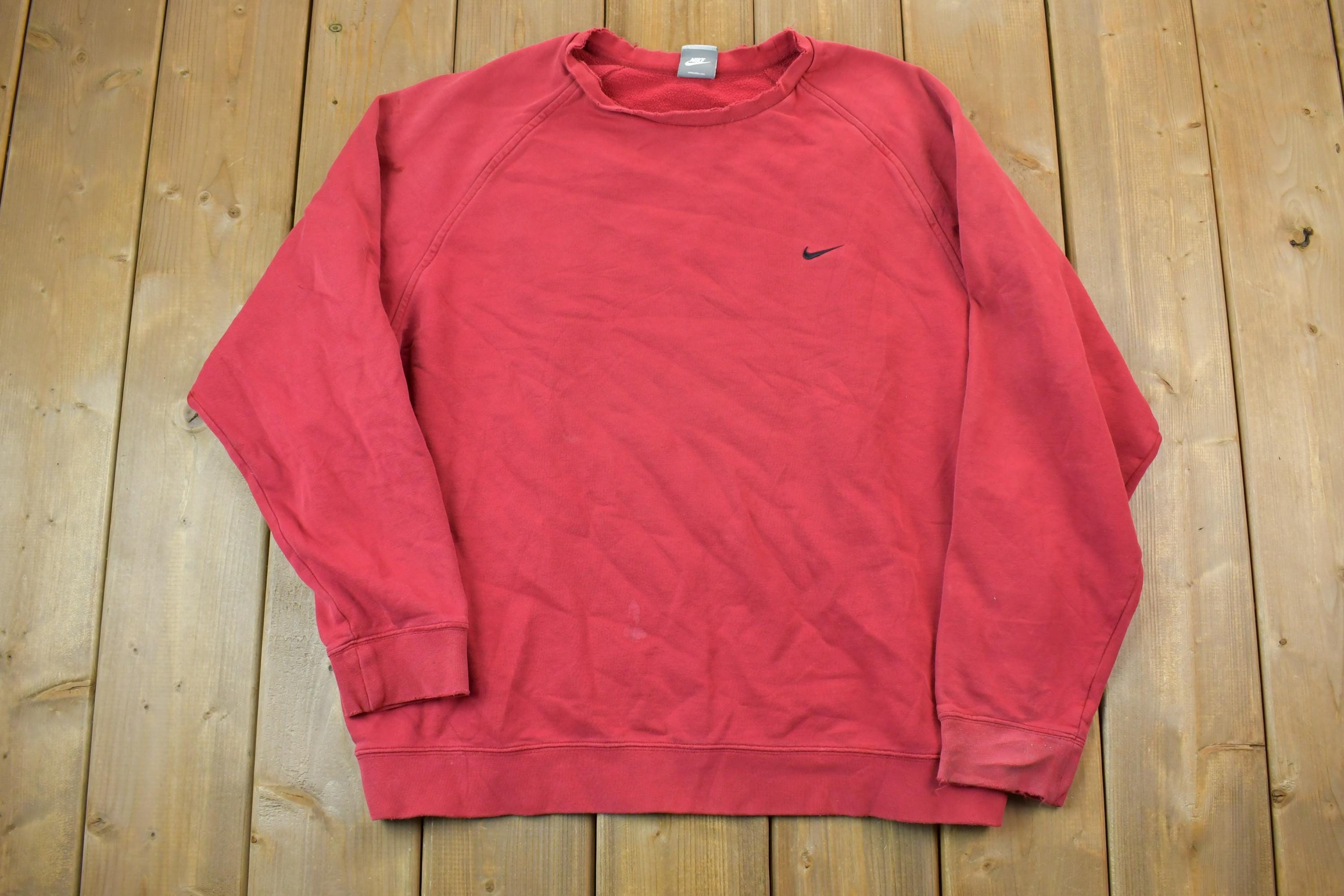Vintage 1990s Red Nike Embroidered Mini Swoosh Crewneck Sweatshirt