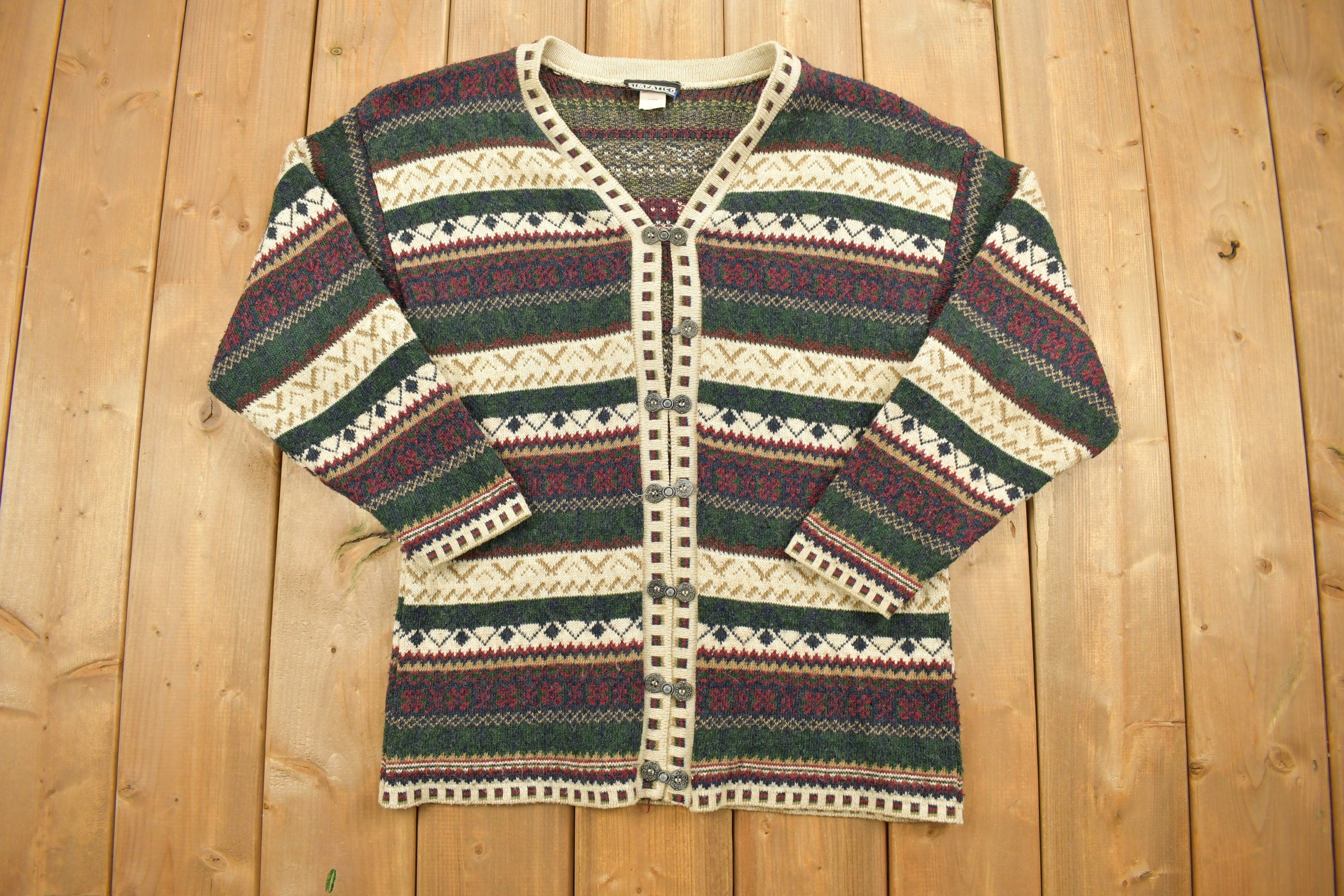 Vintage 1990s Simpatico Knitted Cardigan Sweater