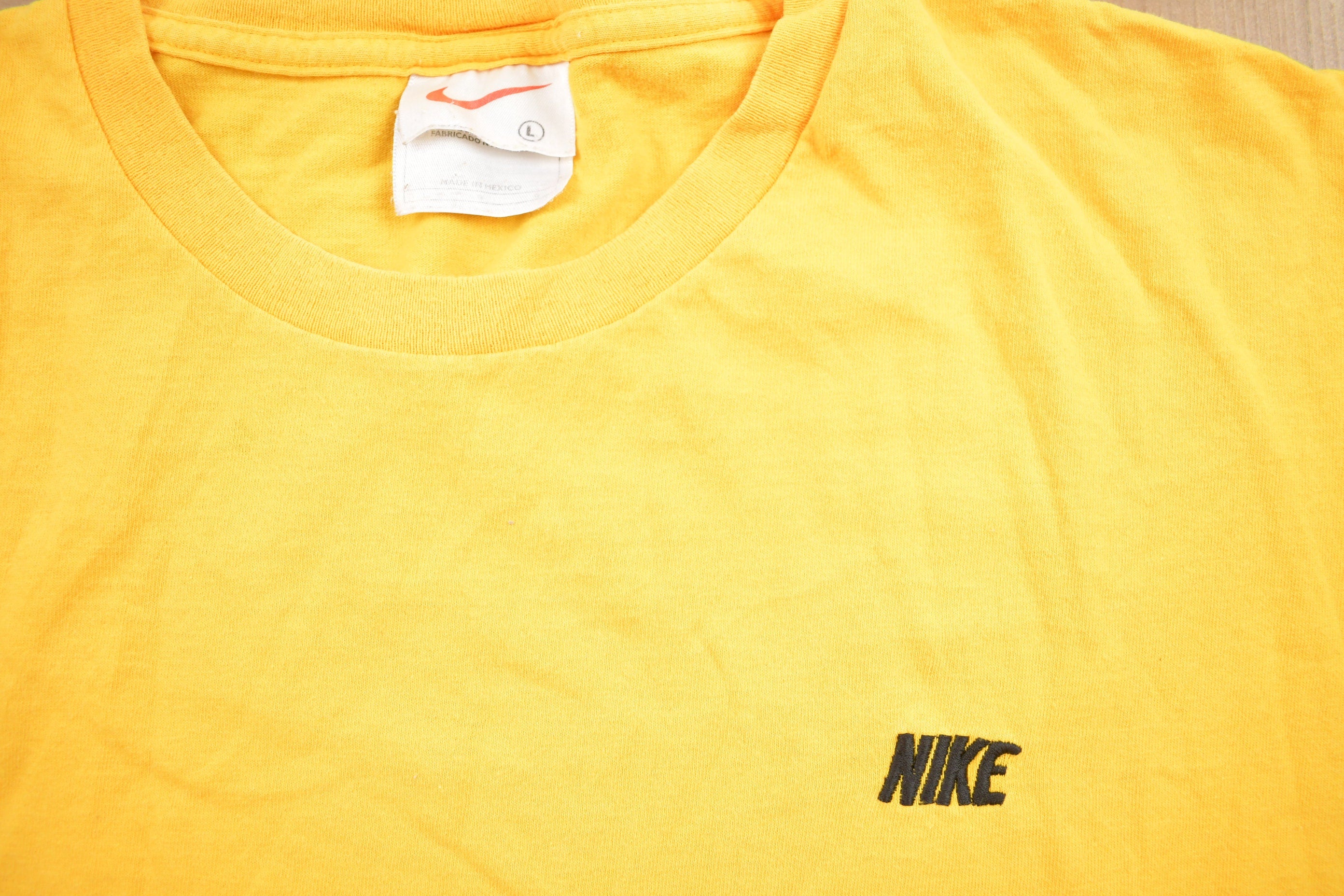 Vintage 1990s Nike Spell Out Yellow Graphic T Shirt