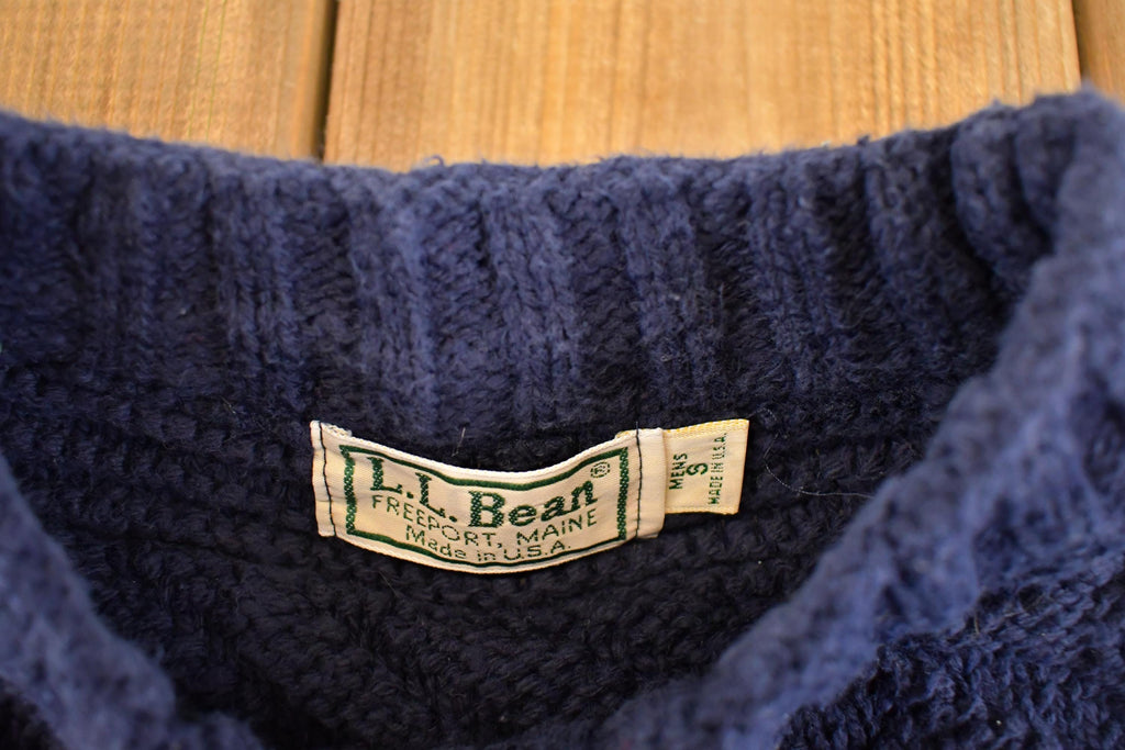 Vintage 1990s LL Bean Cable Knit Crewneck Sweater Men's S / Abstract Pattern 3D Knitted Sweatshirt