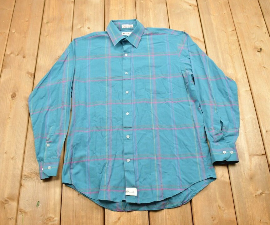 Vintage 1990s Tip Top Plaid Check Button Up Shirt