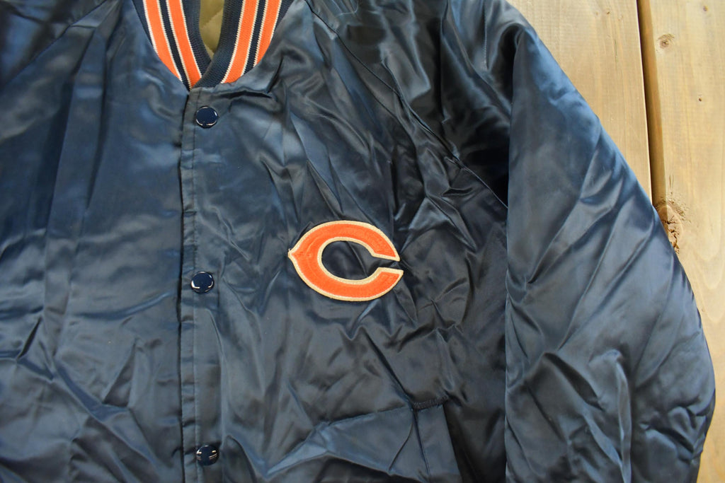 Vintage 1980s Chicago Bears NFL Satin Snap Button Bomber Jacket Men's Medium