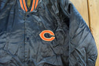 Vintage 1980s Chicago Bears NFL Satin Snap Button Bomber Jacket Men's Medium