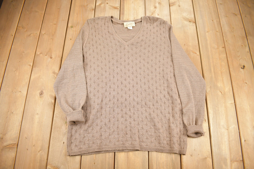 Vintage 1980s V-Neck Yarn Knit Sweater /