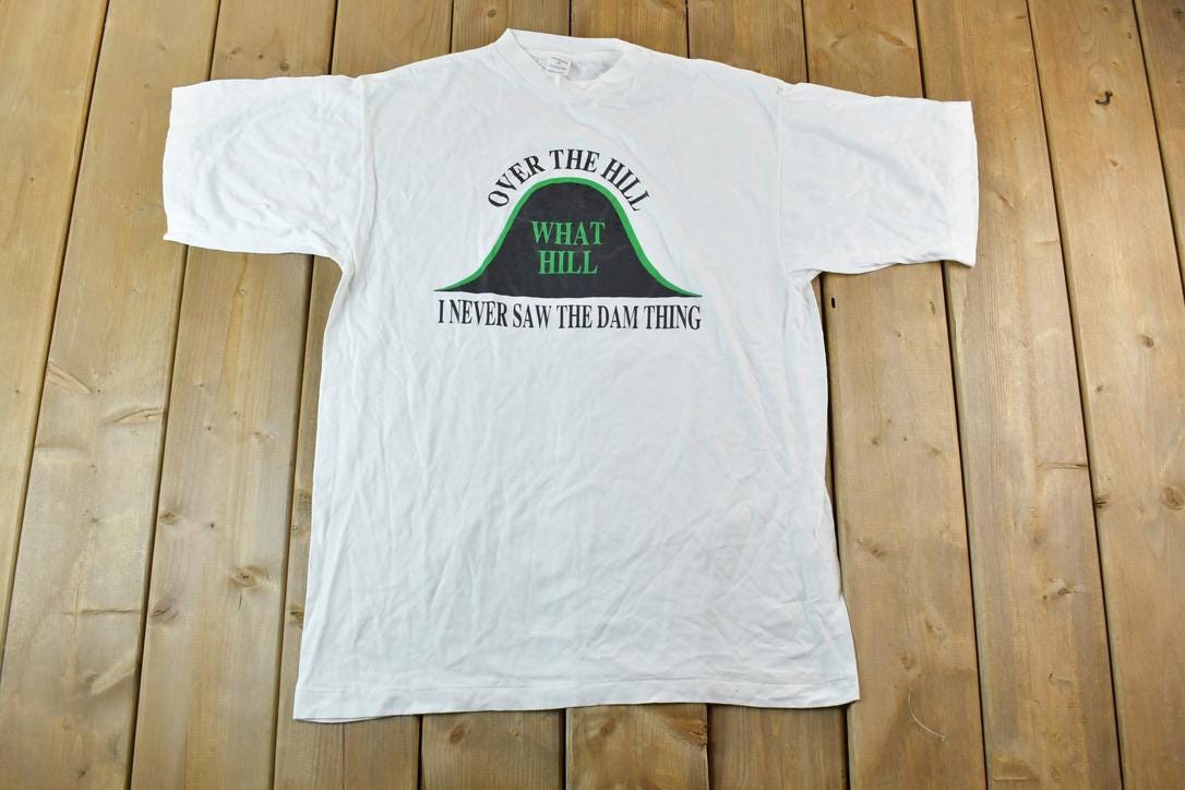Vintage 1990s Over The Hill Humour Birthday Graphic T-Shirt