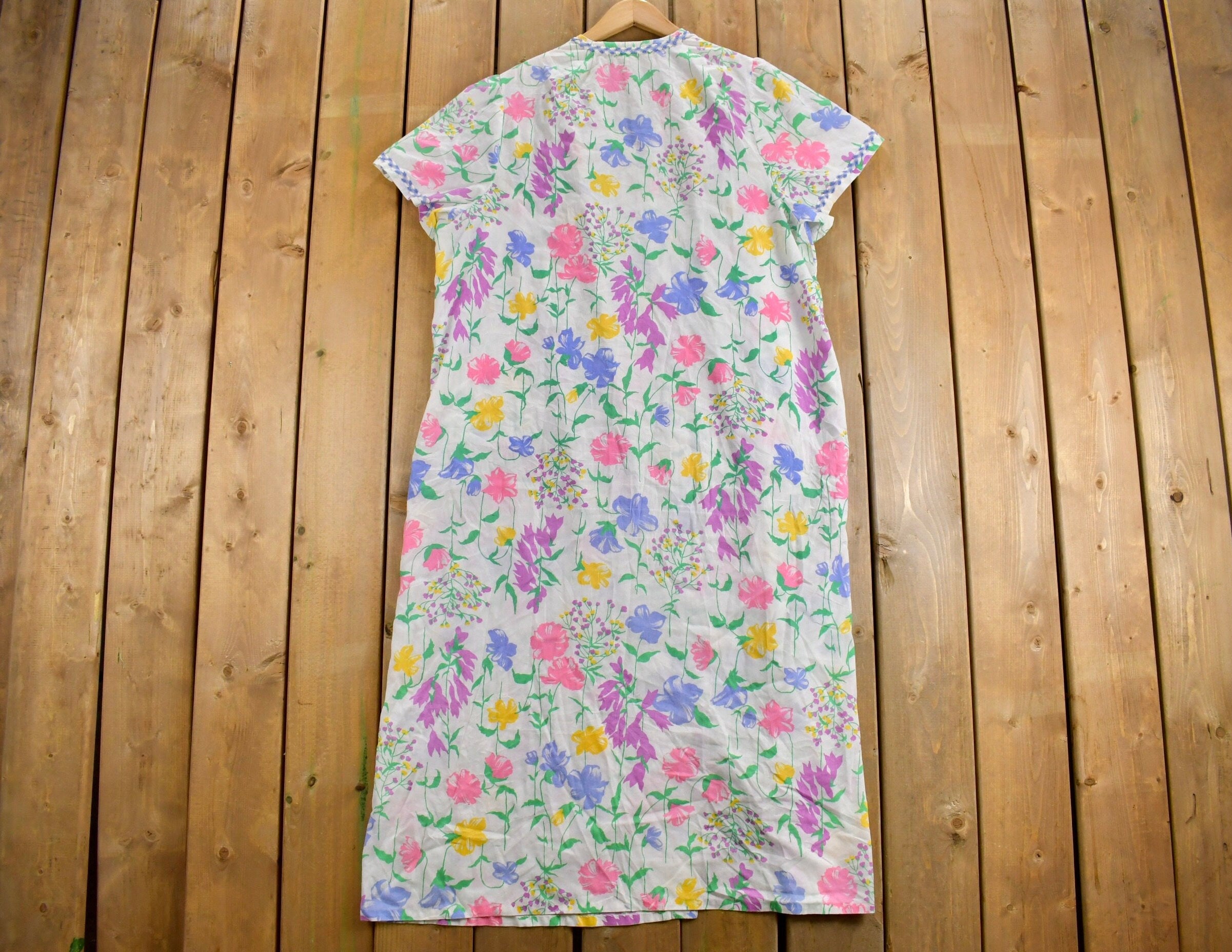 Vintage 1980s Floral Night Gown Dress