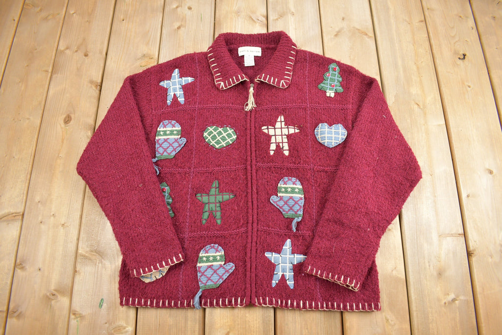 Vintage 1990s Croft & Barrow Zip Up Knit Sweatshirt /