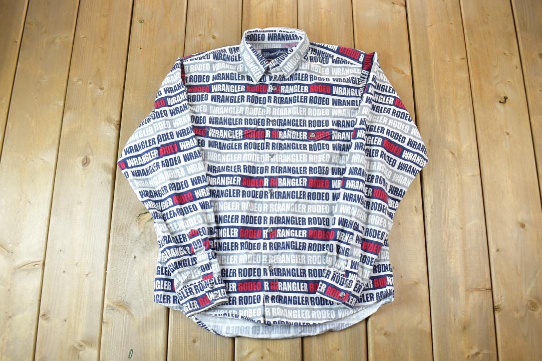 Vintage 1990s Wrangler All Over Print Button Up Wetern Shirt