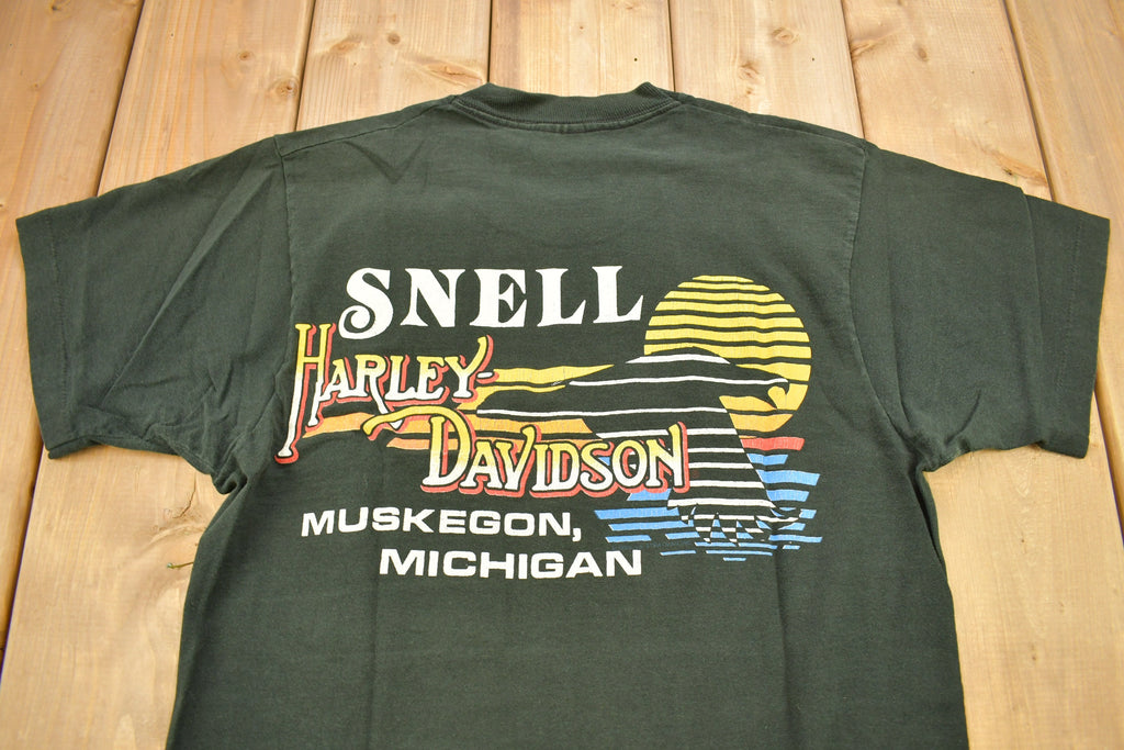 Vintage 1988 Snell Harley Davidson Muskegon Michigan T-Shirt
