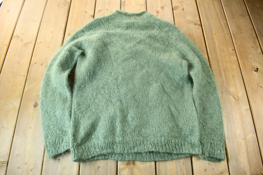 Vintage 1980s Mohair Blend Cable Knit Crewneck Sweater