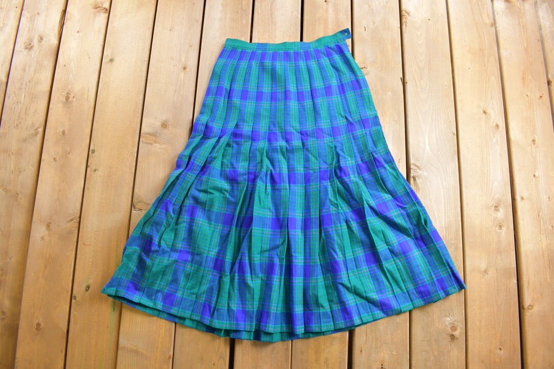 Vintage 1970s Pendleton Plaid Skirt Size 26 x 30