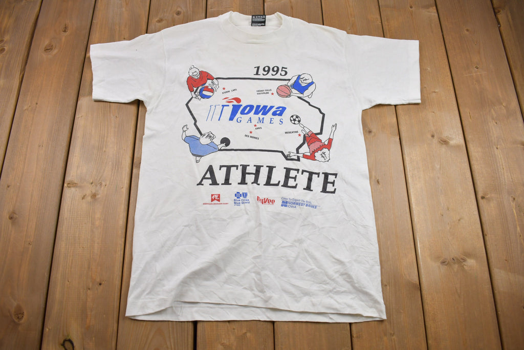 Vintage 1995 Iowa Games Athlete Graphic T Shirt