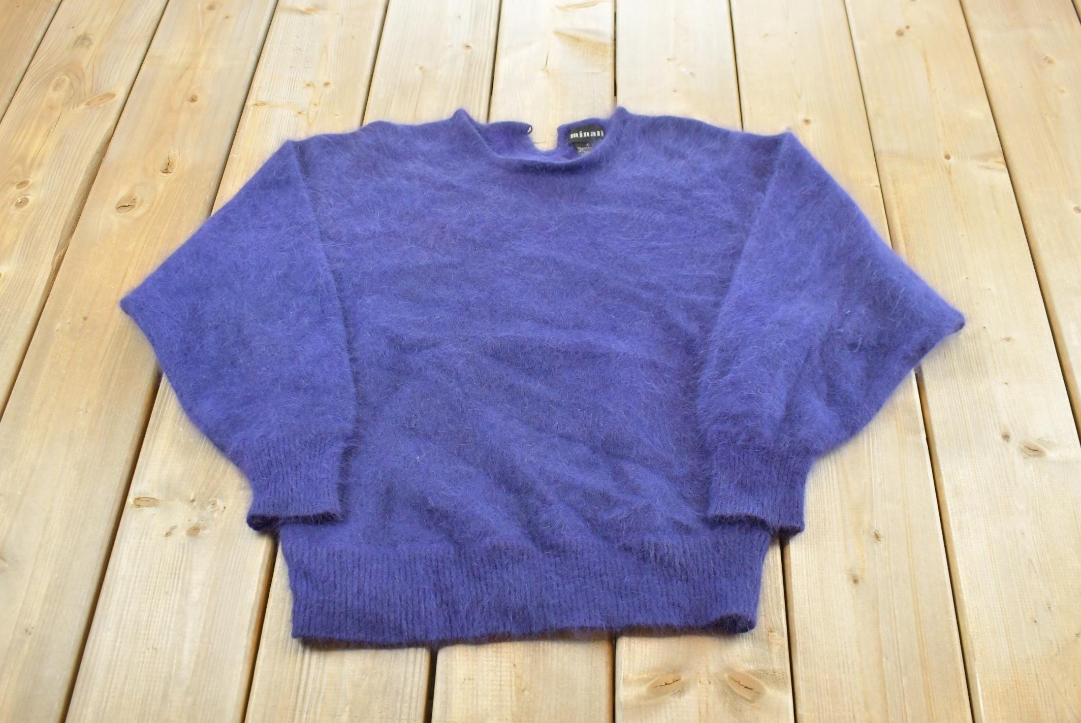 Vintage 1980s Minali Angora Blend Knit Sweater Women's Small