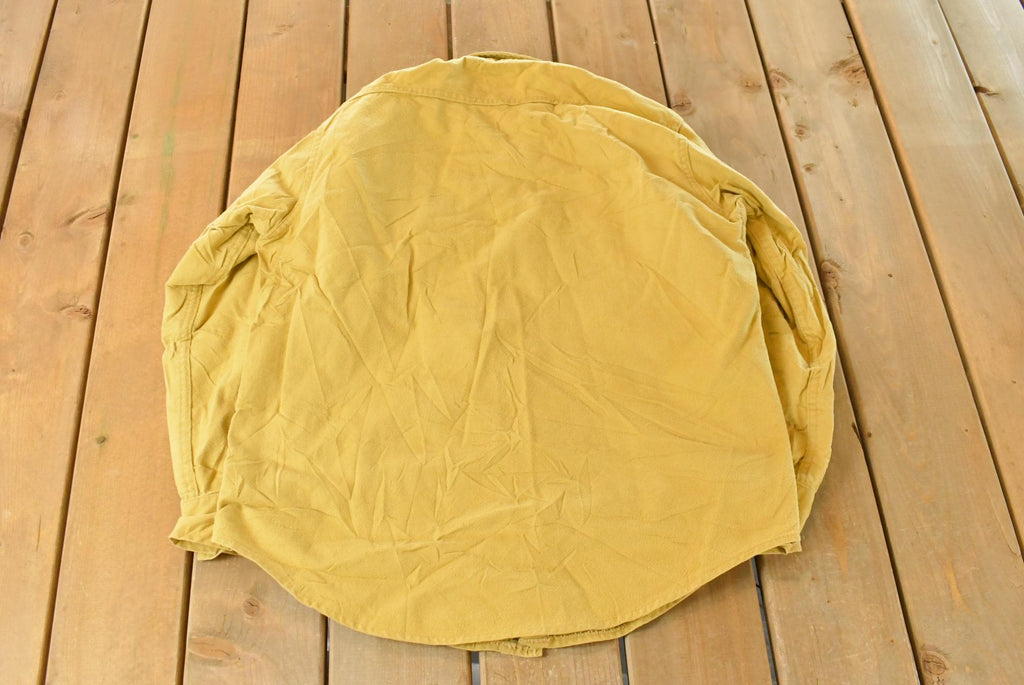 Vintage 1970s Deerkin Cloth Blank Yellow Hunting Button Up Shirt Men's Large