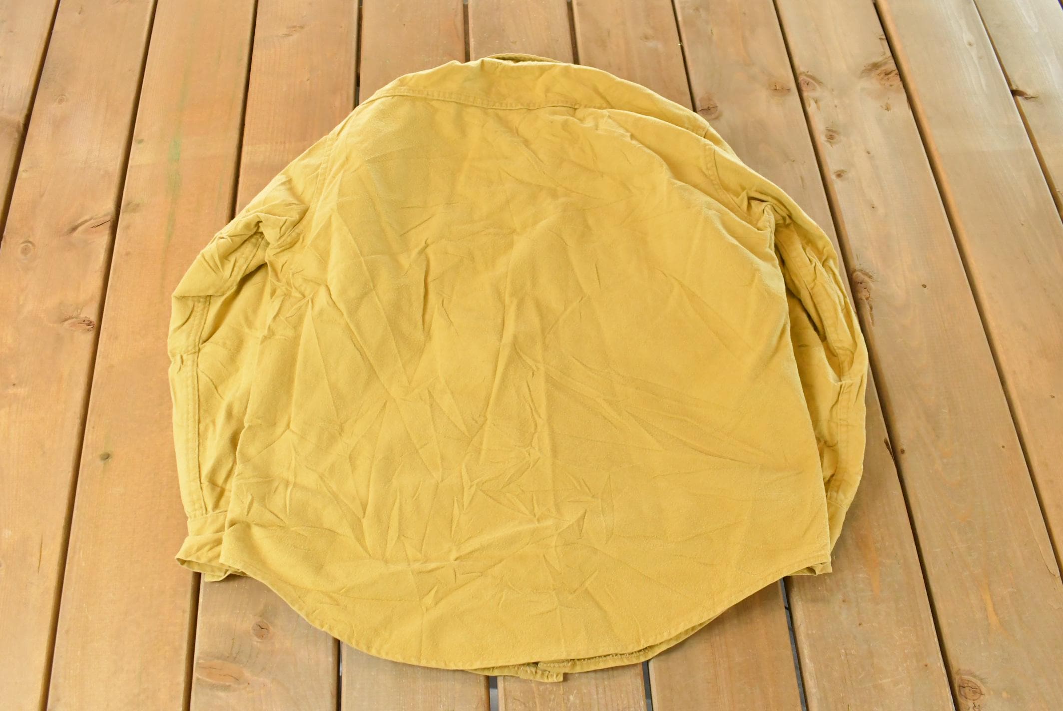 Vintage 1970s Deerkin Cloth Blank Yellow Hunting Button Up Shirt Men's Large /