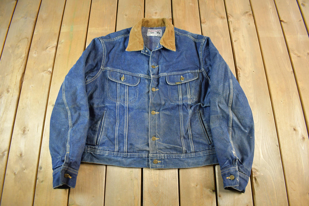 Vintage 1970s Lee Storm Riders Blanket Lined Denim Jean Trucker Jacket Men's Large