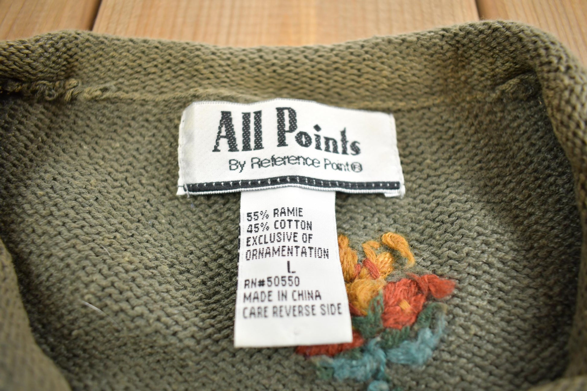 Vintage 1990s All Points Fall Theme Embroidered Knit Crewneck Sweater