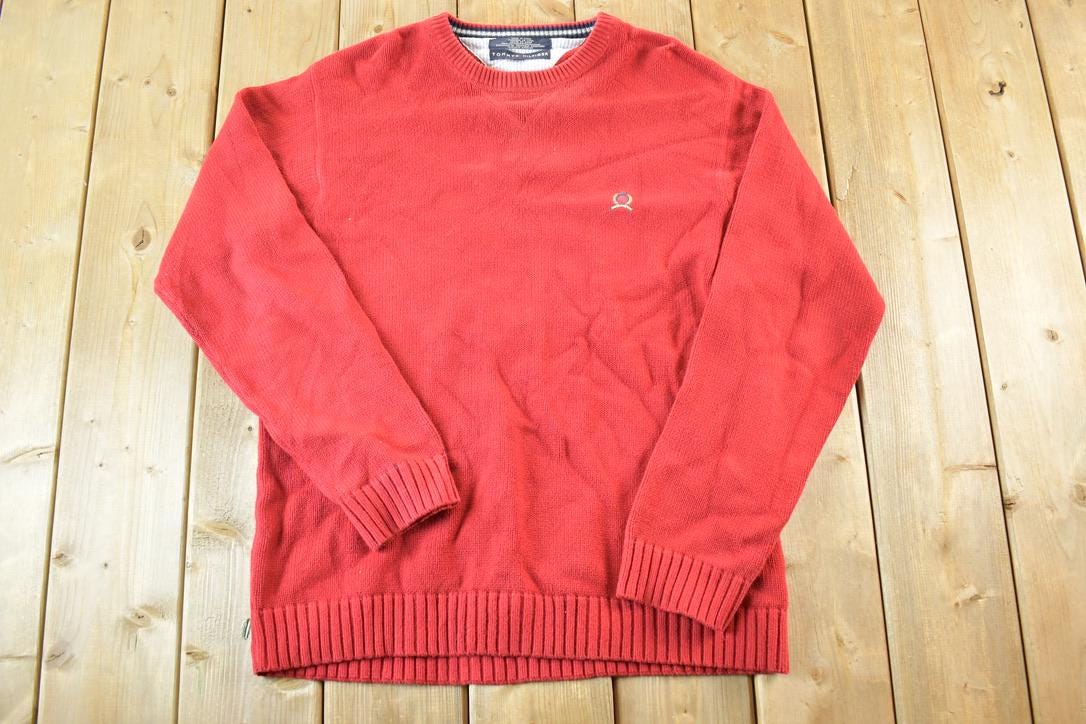 Vintage 1990s Tommy Hilfiger Knit Abstract Pattern Crewneck Sweater Mens L