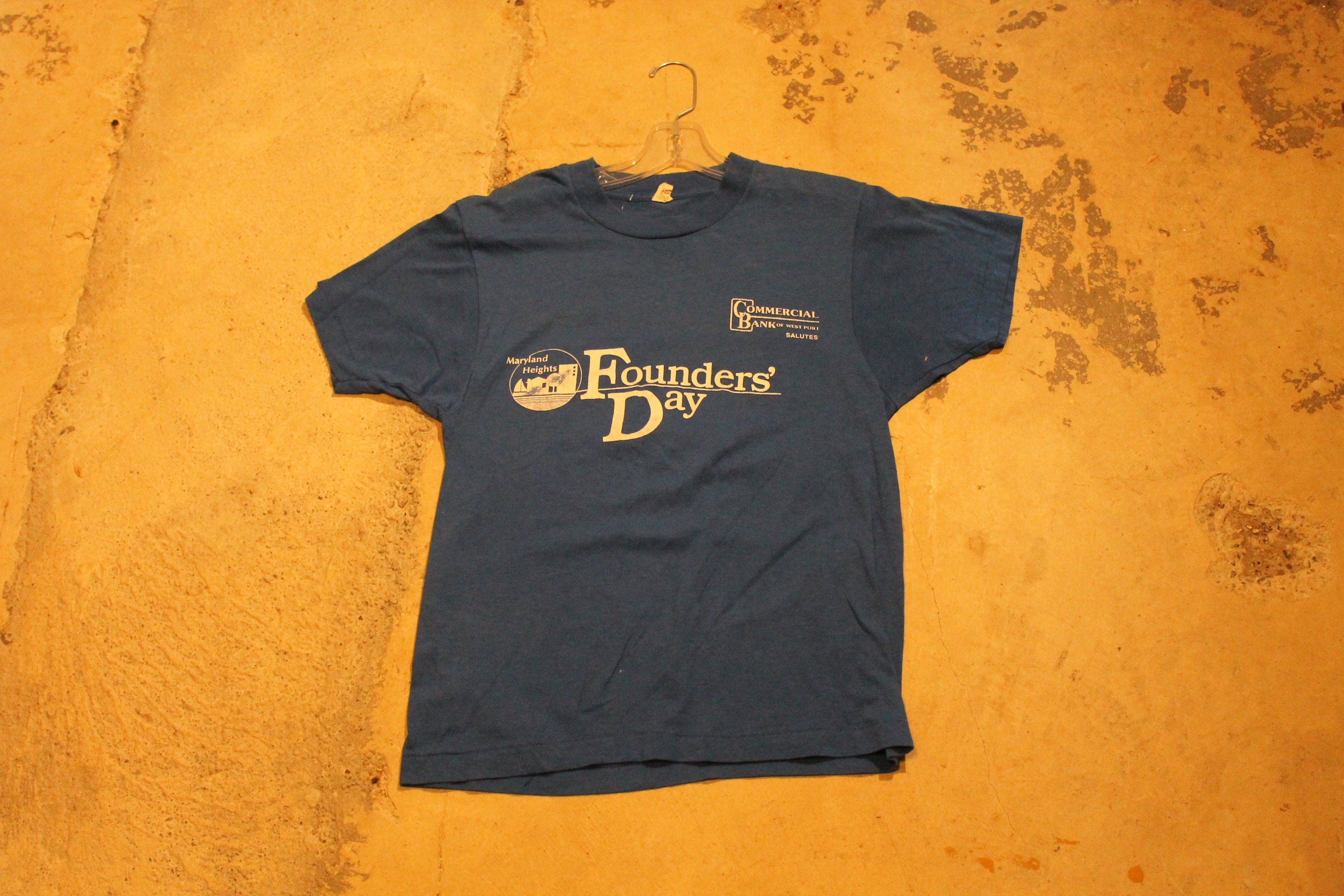 Vintage 1980s Maryland Heights Founder's Day Graphic T Shirt  Single Stitch  Blue  80s  90s  Streetwear Fashion  Made In USA